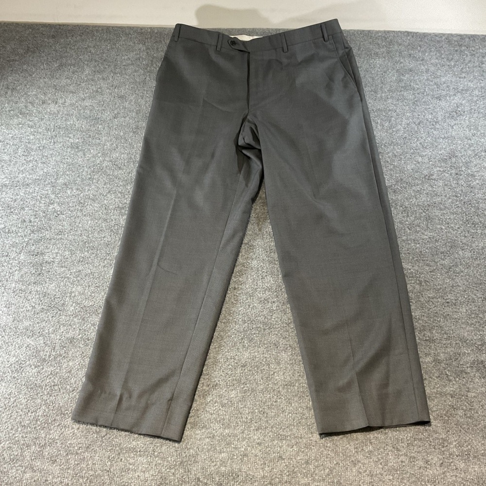 Canali Mens Grey Wool Silk Blend Dress Pants Flat Front Trousers Size 36x30